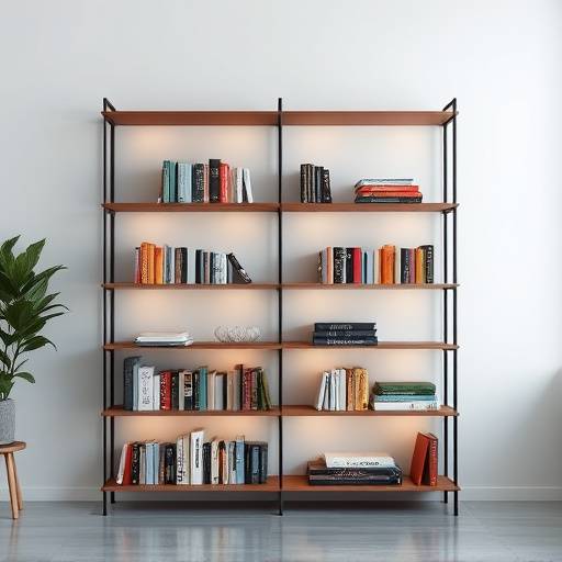 Estante de livros moderna com design minimalista