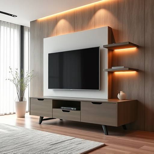 Rack para TV com painel e nichos